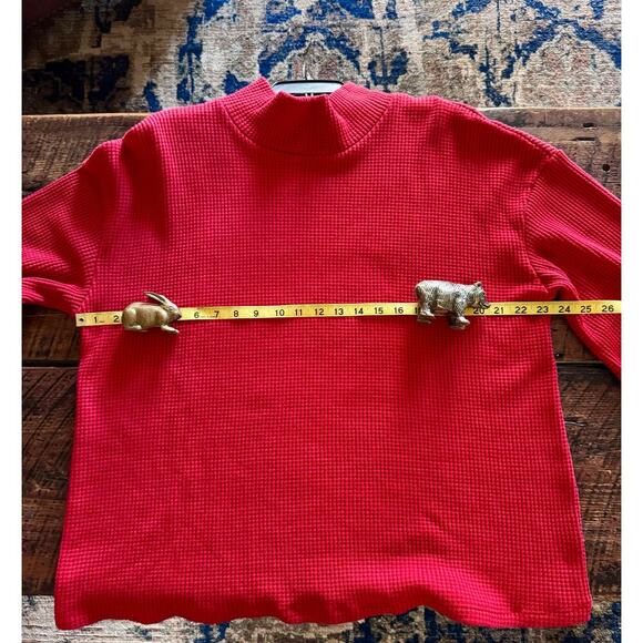 Womens AVA & VIV Red Turtleneck Thermal Henley Style Long Sleeve -Not For Sale - Picture 9 of 12